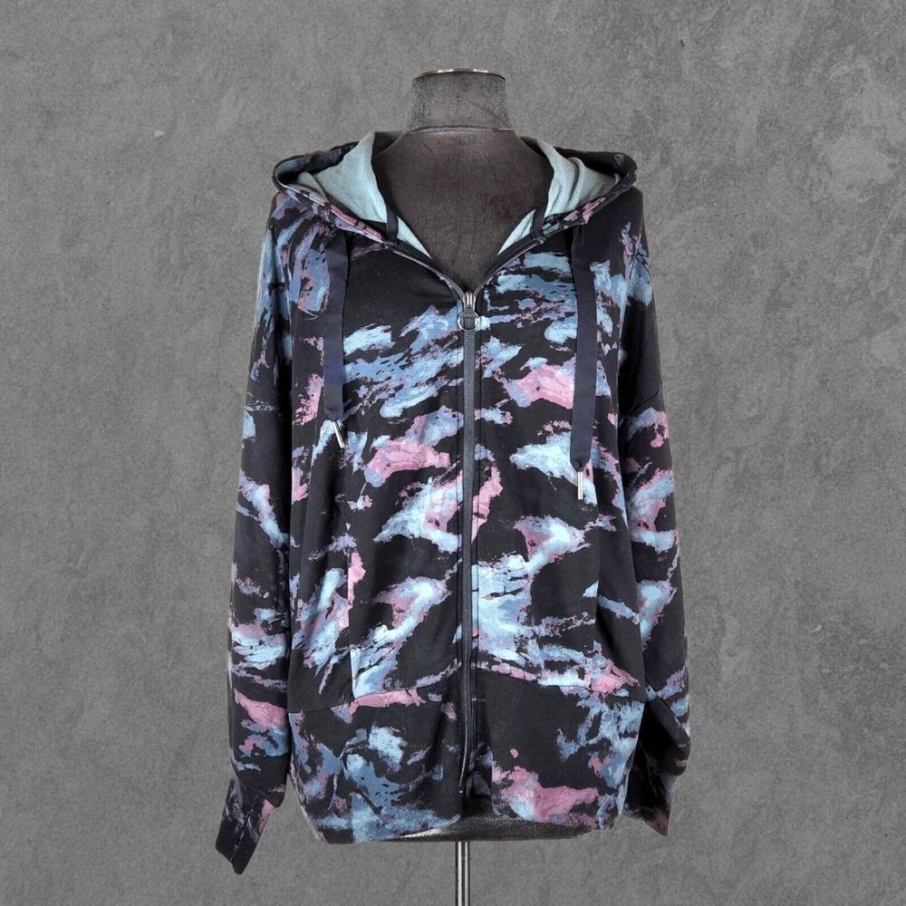 Athleta Marine Black Balance Full Zip Hooded Sweatshirt 1X